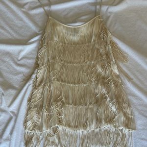 Cream Fringed tank